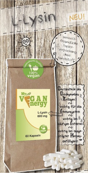 MY VEGAN ENERGY | L-Lysin fermentiert 600mg | shop.oelfee.de
