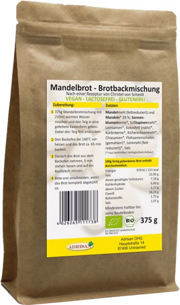 Mandelbrot Backmischung BIO, glutenfrei & Vegan | shop.oelfee.de